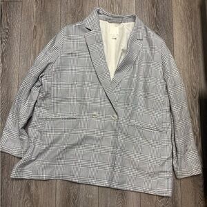H&M Women's Gray Checkered Blazer
